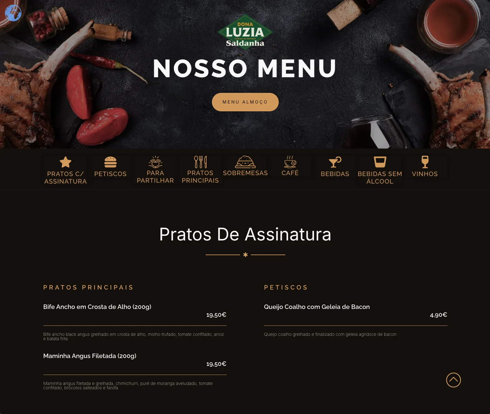 Site Boteco Dona Luzia 2